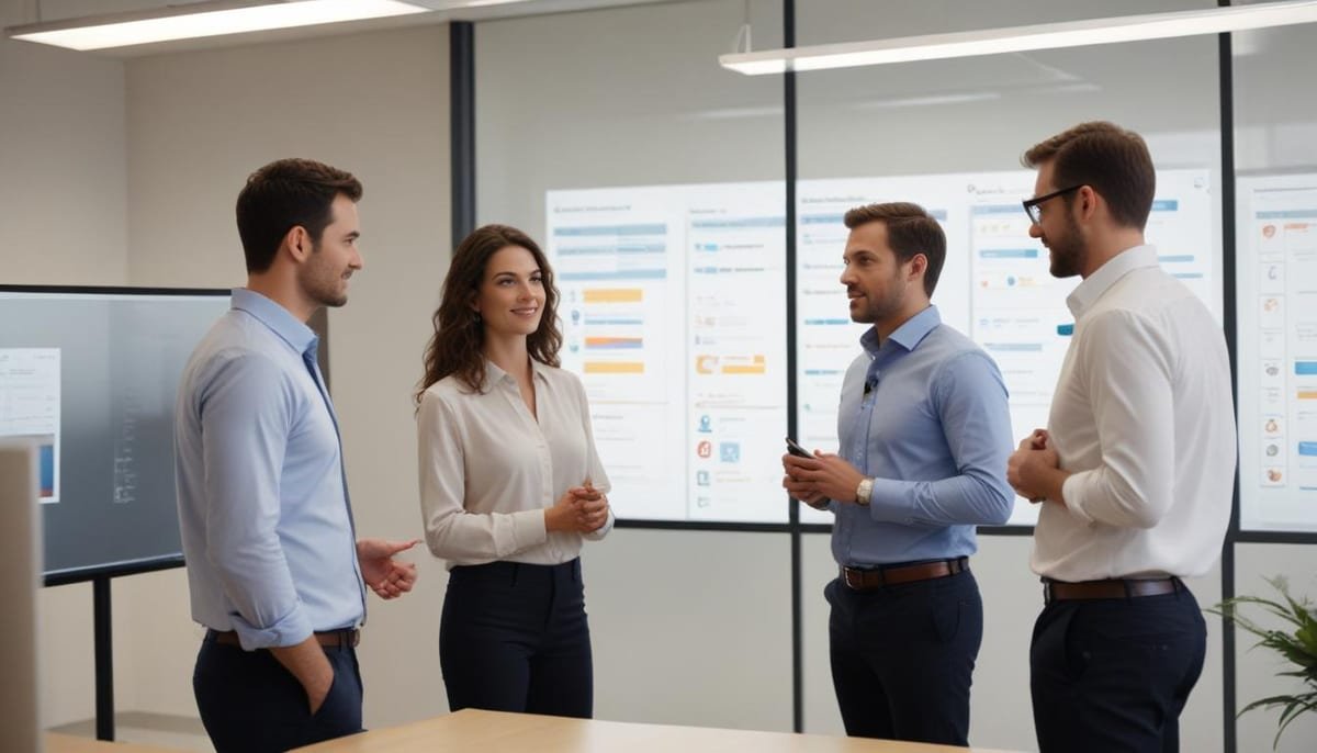 Enterprise engineering team collaboration in a modern office